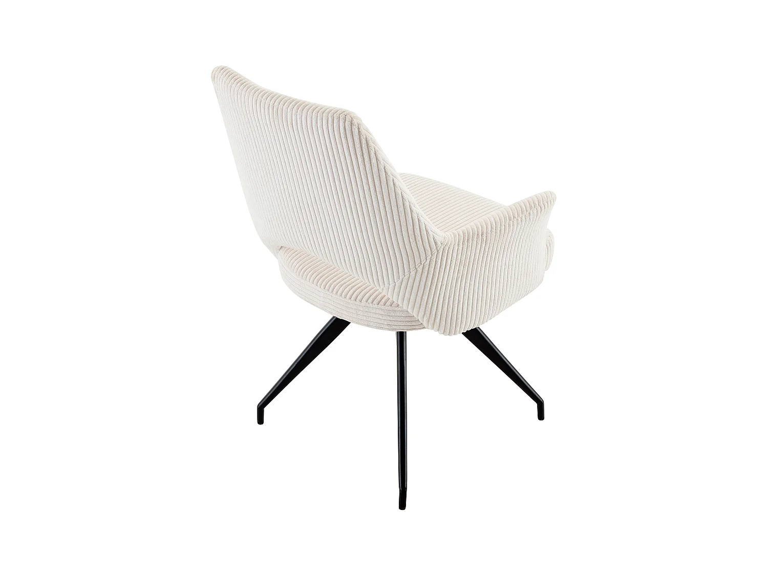 Conjunto de 2 sillas giratorias con reposabrazos de terciopelo acanalado y metal negro - Crema - VASKIA