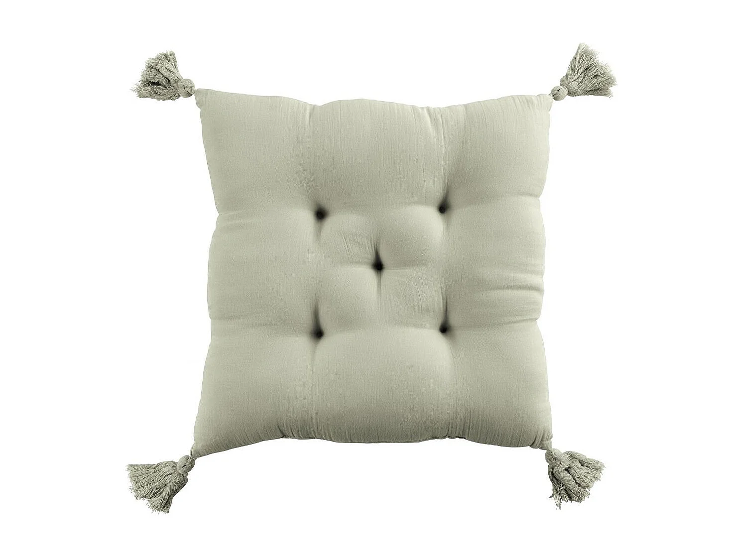 Coussin de chaise 40x40 cm Gaze de coton avec pompons Vert d'eau