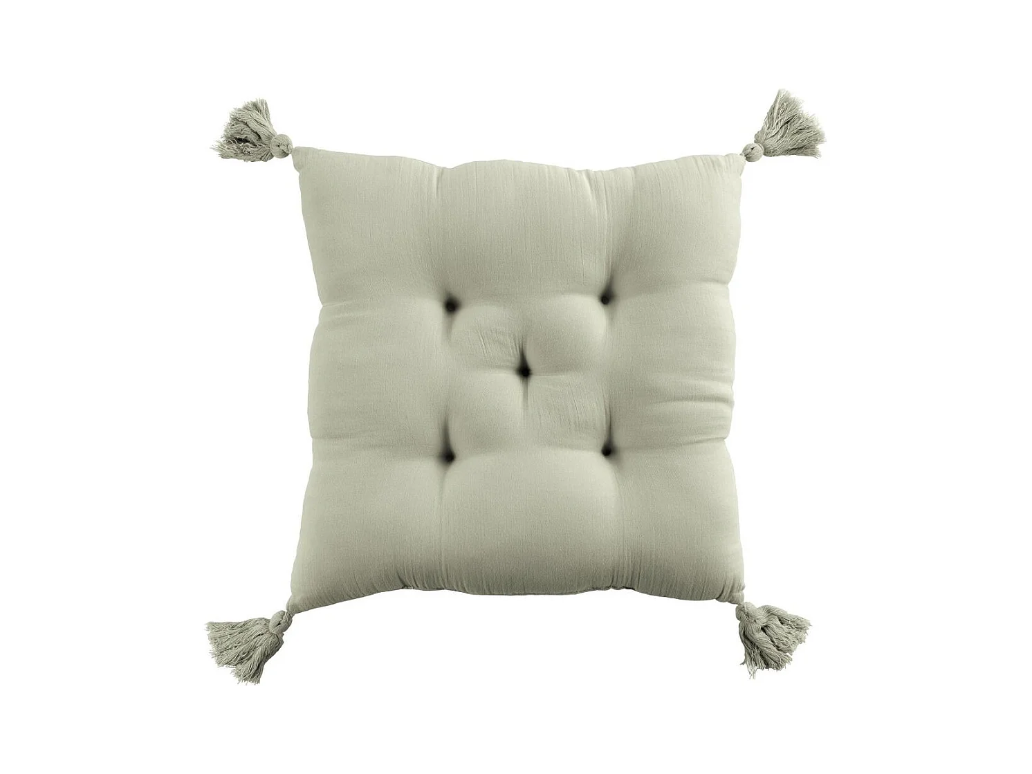 Coussin de chaise 40x40 cm Gaze de coton avec pompons Vert d'eau