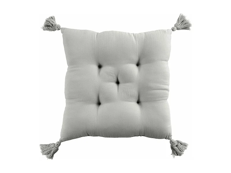 Coussin de chaise 40x40 cm Gaze de coton avec pompons Nuage