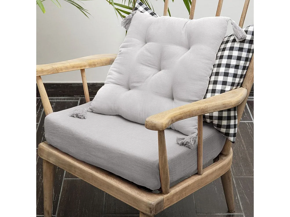 Coussin de chaise 40x40 cm Gaze de coton avec pompons Nuage