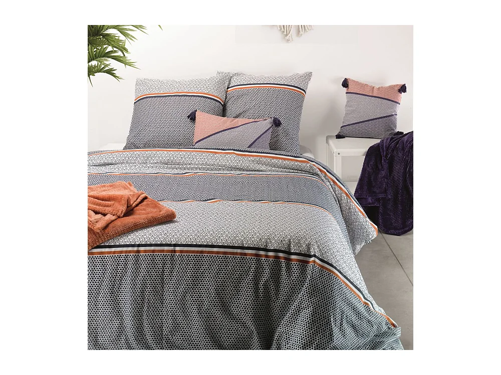 Housse de couette 220x240 cm + taies d'oreiller, coton 57 fils, Tilak
