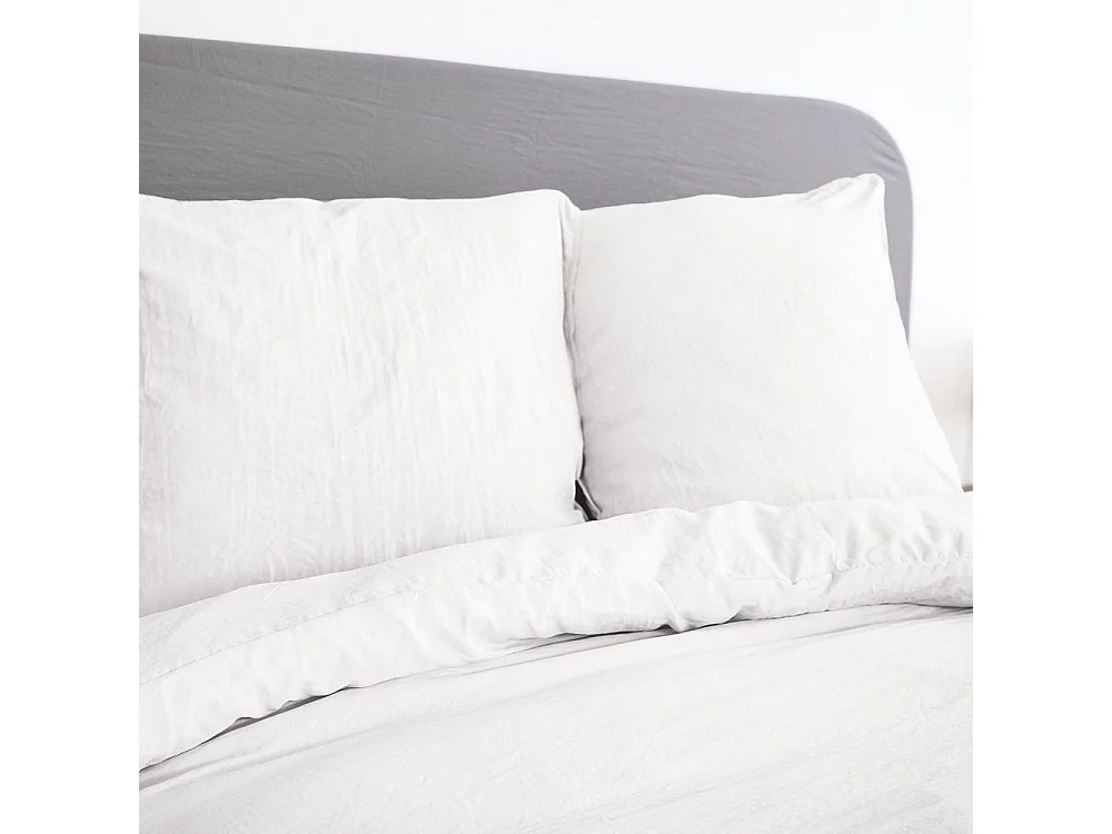 Housse de couette 220x240 cm + taies d'oreiller, microfibre lavé, Blanc