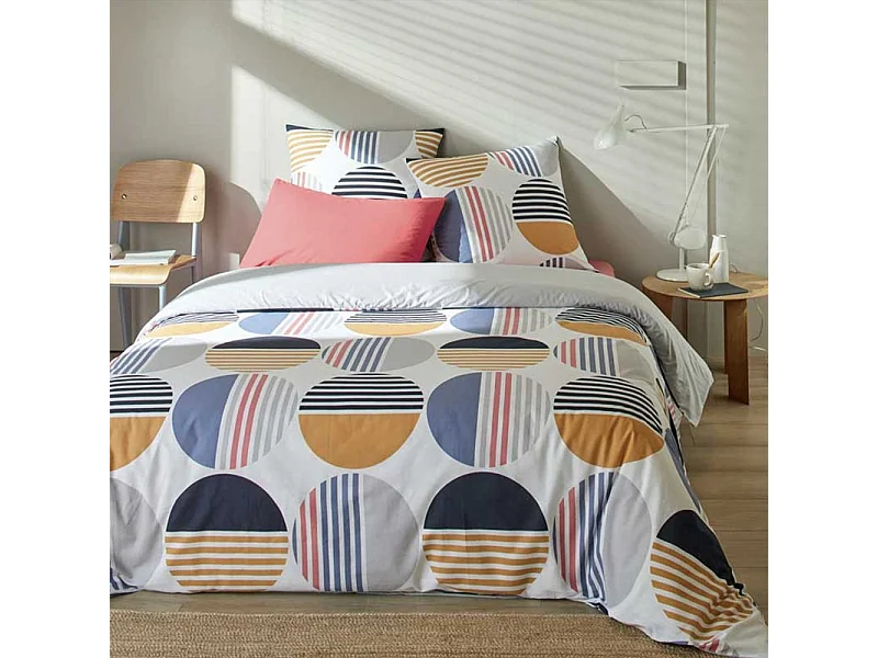 Housse de couette 220x240 cm + 2 taies 100% Coton 51 fils Liviau Tea Rose