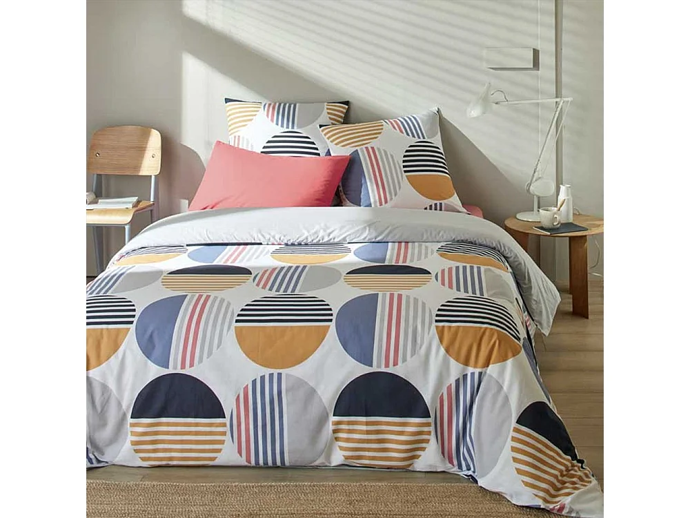 Housse de couette 220x240 cm + 2 taies 100% Coton 51 fils Liviau Tea Rose