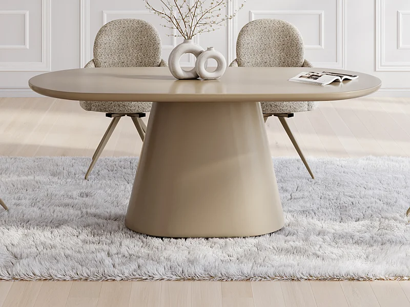 Table à manger 6 personnes en MDF - Taupe - VALIANA de Pascal Morabito