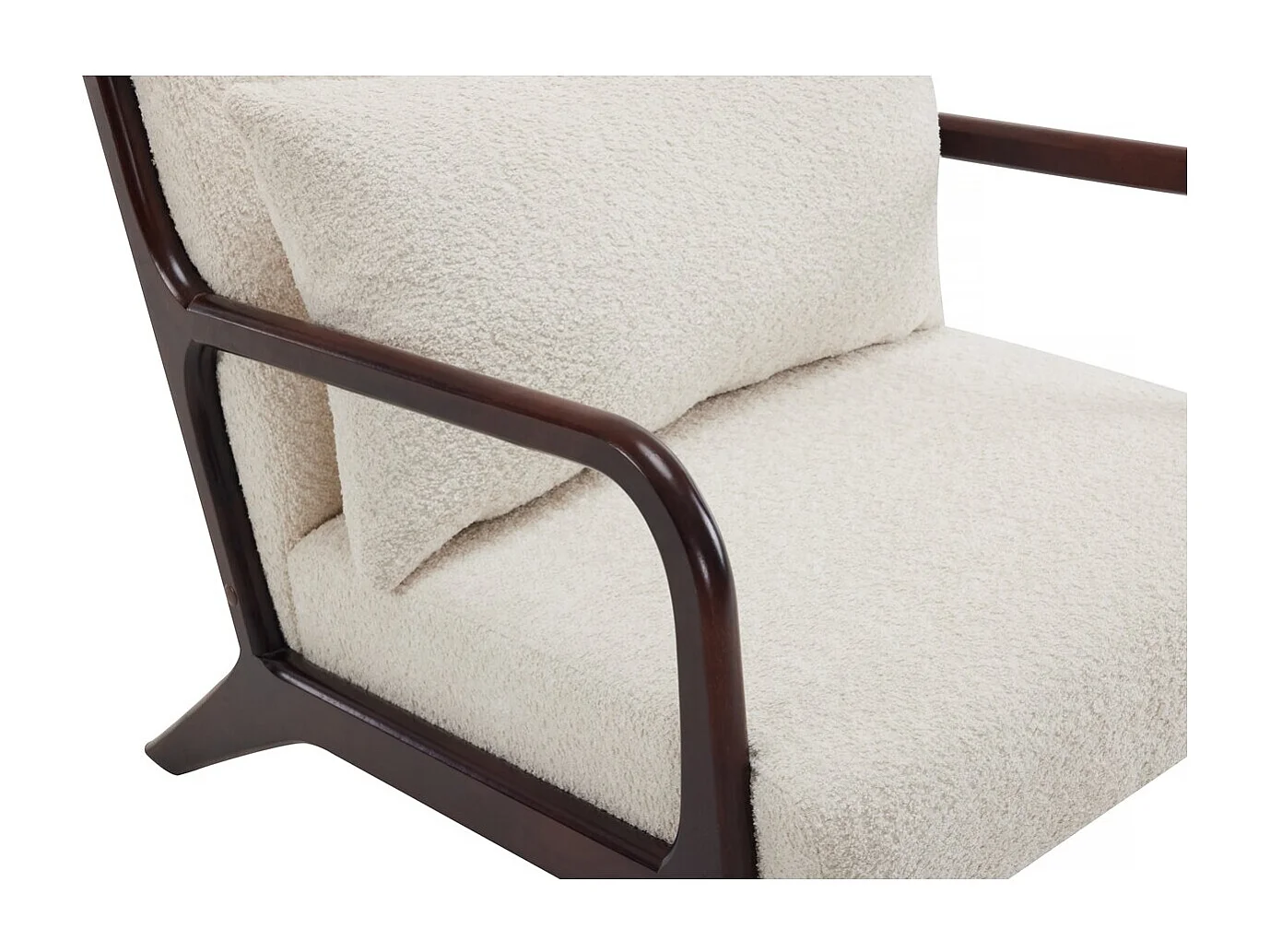 Fauteuil bouclette style scandinave en bois "Clinton"  - Blanc