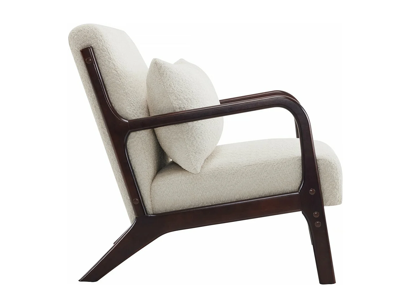 Fauteuil bouclette style scandinave en bois "Clinton"  - Blanc