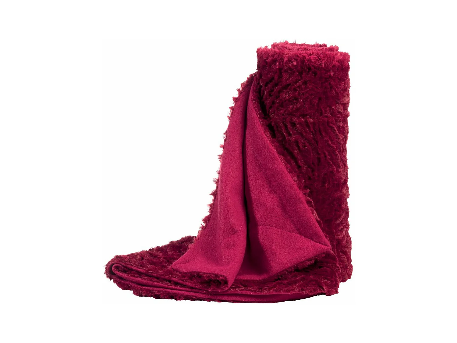 Plaid fausse fourrure 130x160 cm Polyester Mazako Cerise