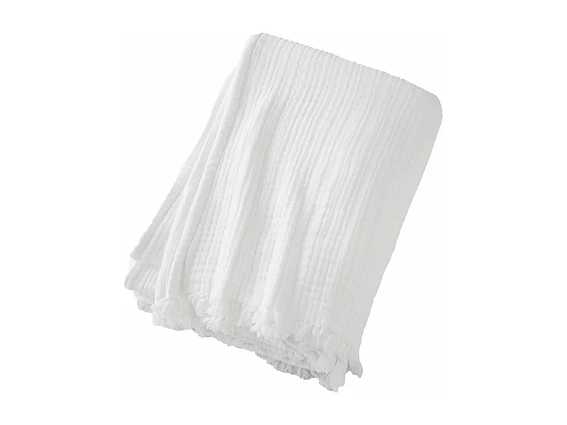 Plaid à franges 130x160 cm Gaze de coton Chantilly