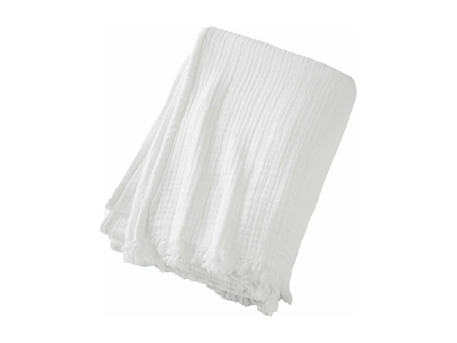 Plaid à franges 130x160 cm Gaze de coton Chantilly