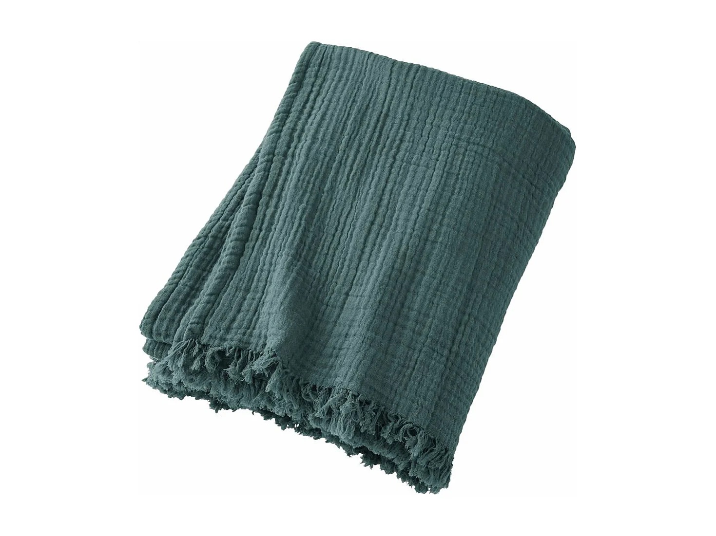 Plaid à franges 180x220 cm Gaze de coton Canard