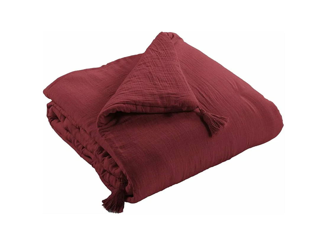 Bout de lit 90x200 cm Gaze de coton Lie de vin