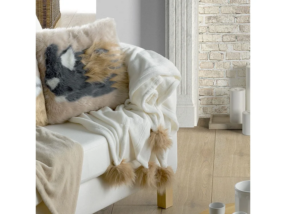 Plaid 120x150 cm Polyester Brushy Naturel