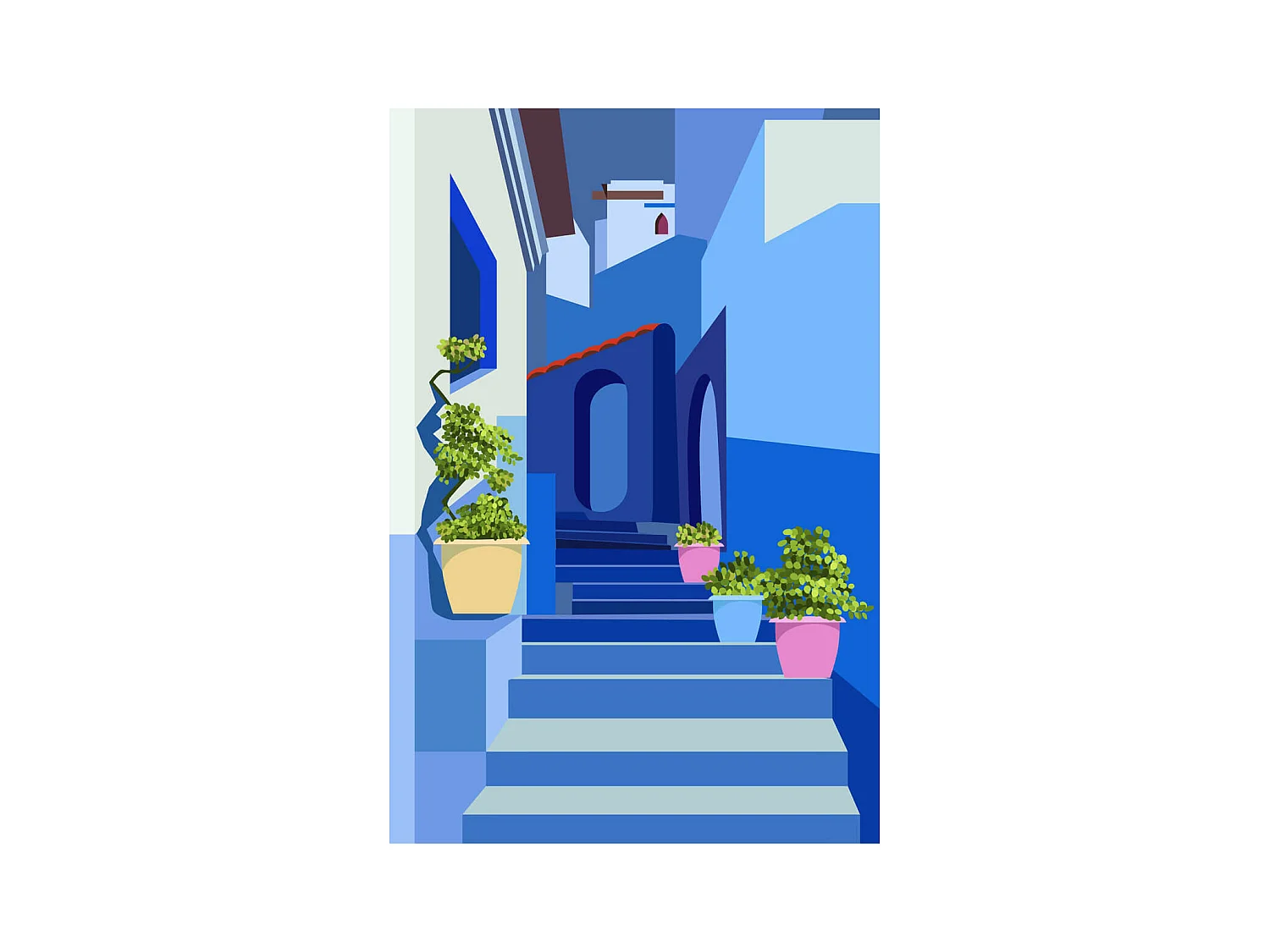 Tableau sur verre synthétique illustration escalier 80x120 cm