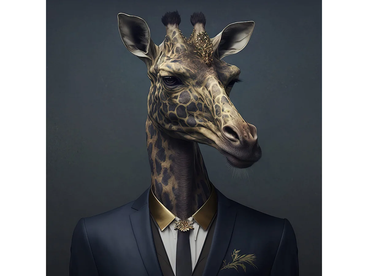 Tableau sur verre synthétique giraphe chic 90x90 cm