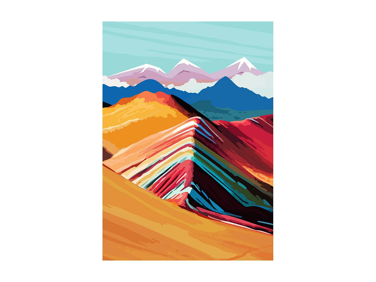 Tableau sur verre synthétique Vinicunca 80x120 cm