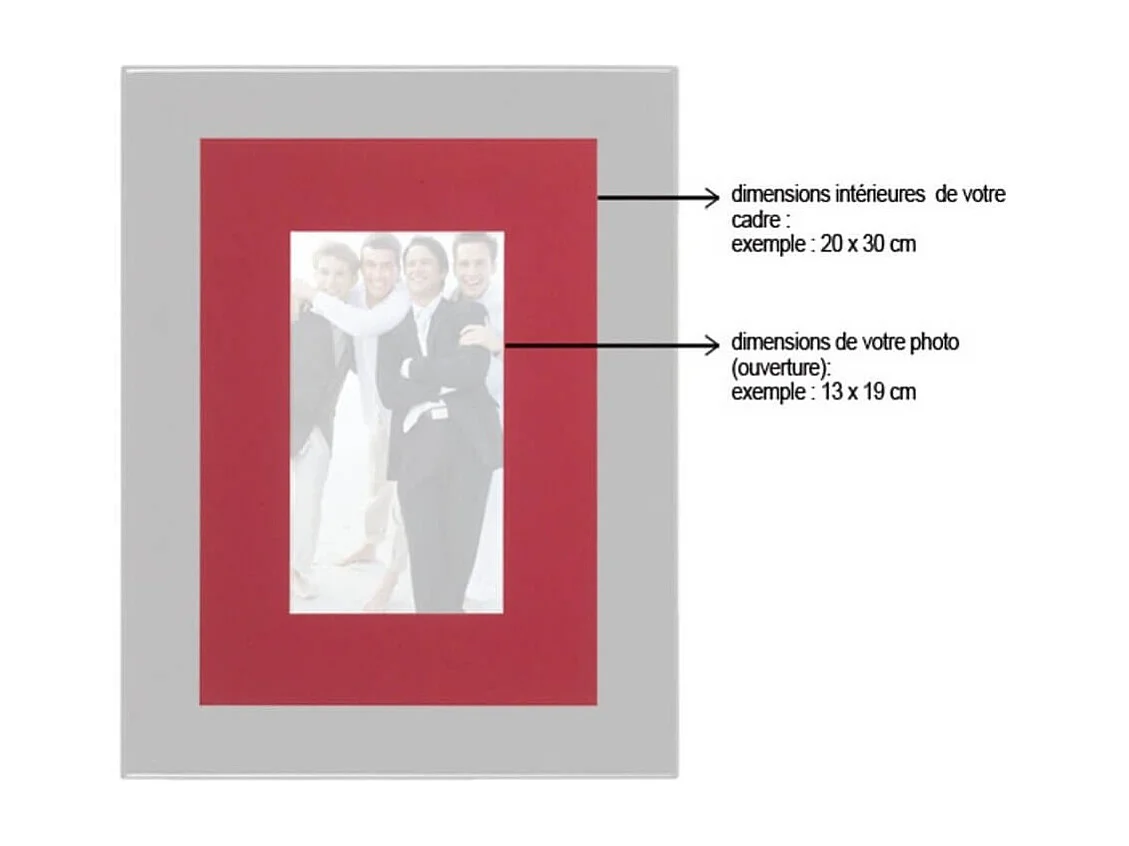 Passe-partout double rouge 30x40 cm ouverture 20x30 cm