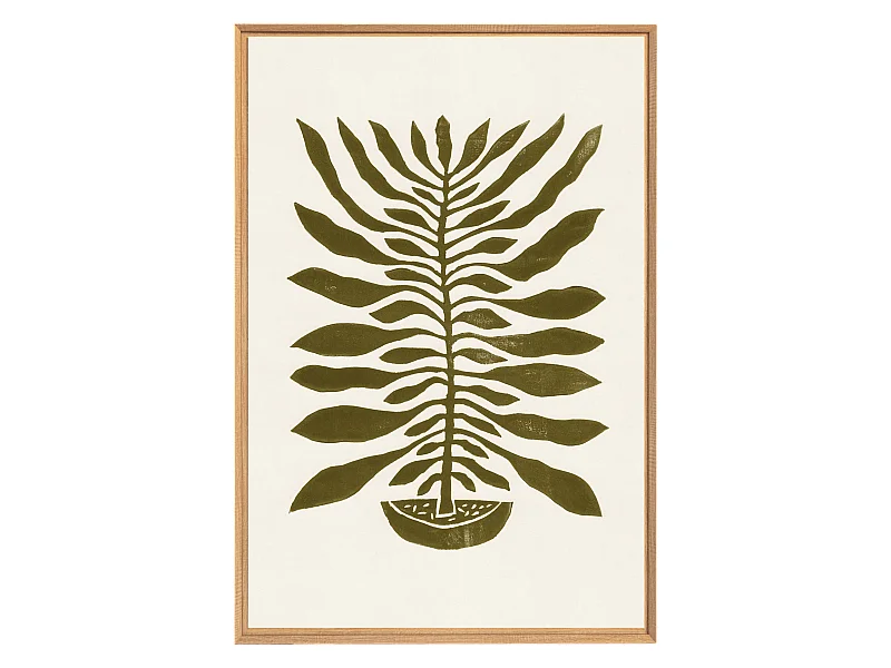 Tableau mural encadré feuille verte 65x97 cm