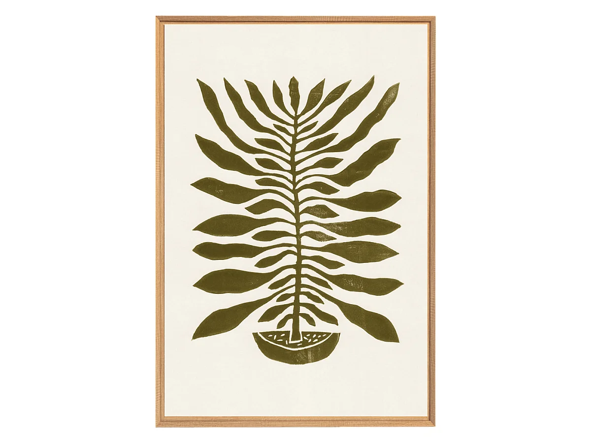 Tableau mural encadré feuille verte 65x97 cm