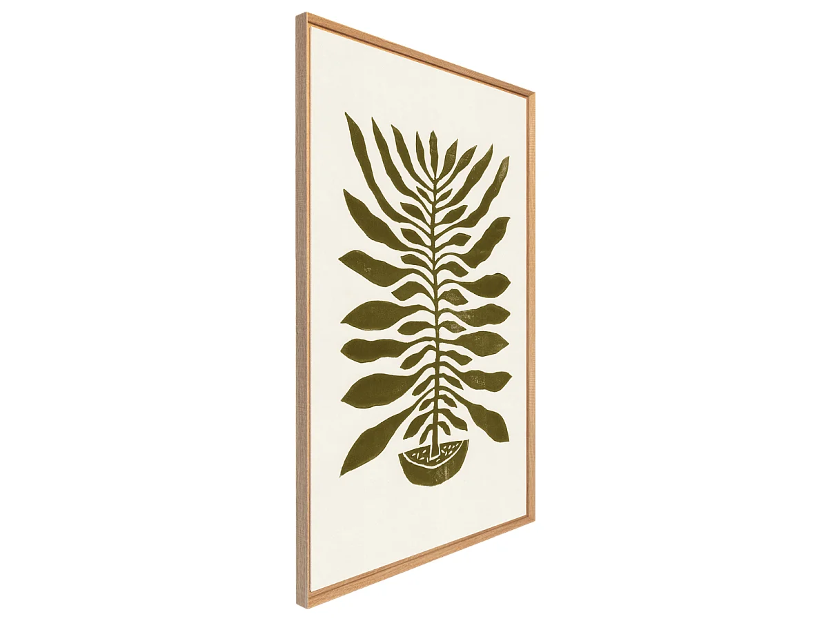 Tableau mural encadré feuille verte 65x97 cm