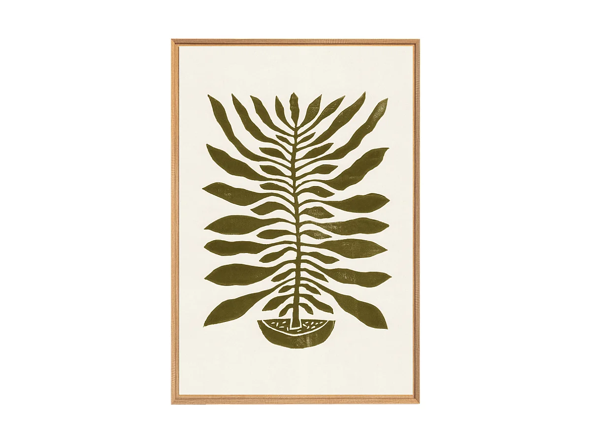 Tableau mural encadré feuille verte 65x97 cm