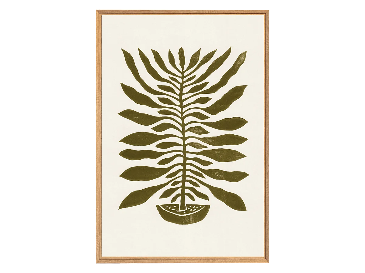 Tableau mural encadré feuille verte 65x97 cm