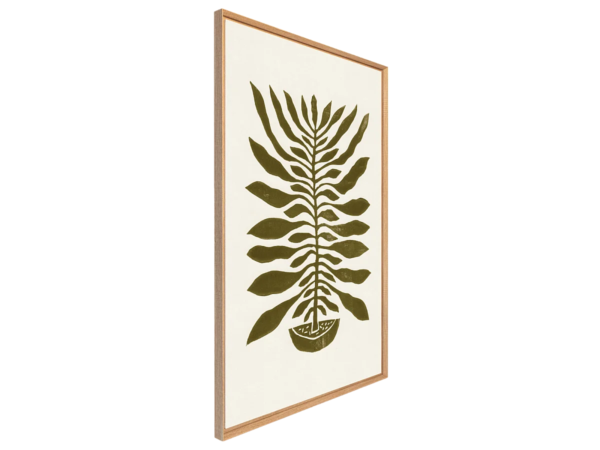 Tableau mural encadré feuille verte 65x97 cm