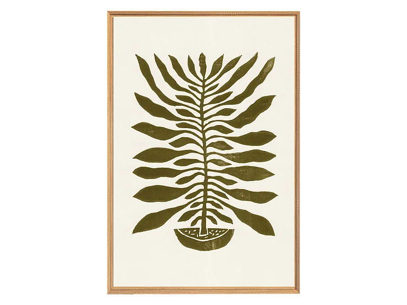 Tableau mural encadré feuille verte 65x97 cm
