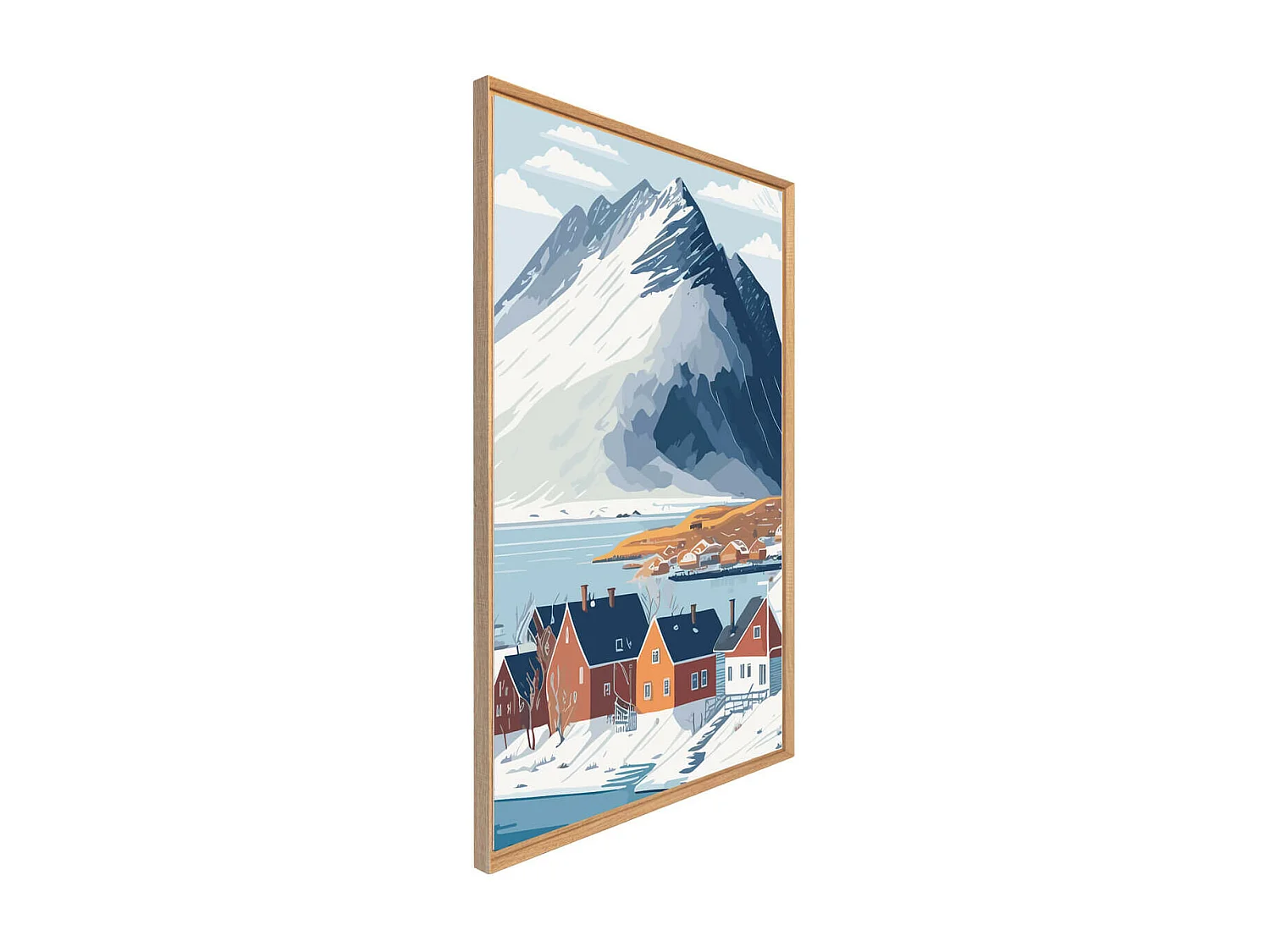 Tableau mural encadré montagne enneigé 65x97 cm