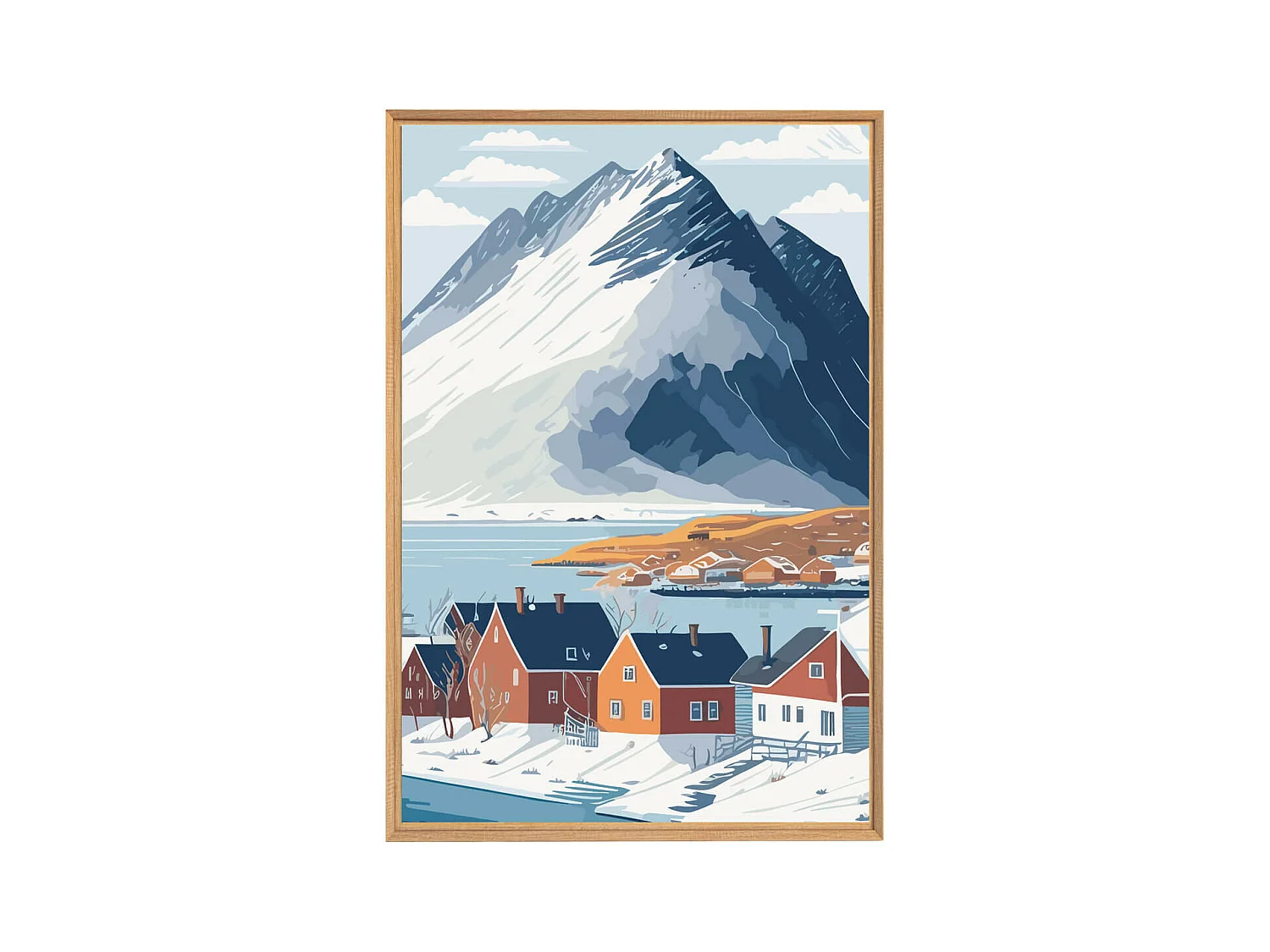 Tableau mural encadré montagne enneigé 65x97 cm