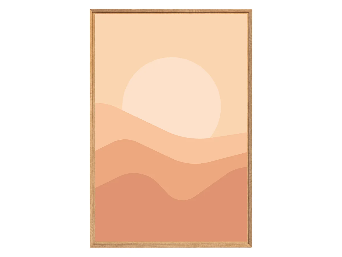 Tableau mural encadré illustration soleil couchant 65x97 cm