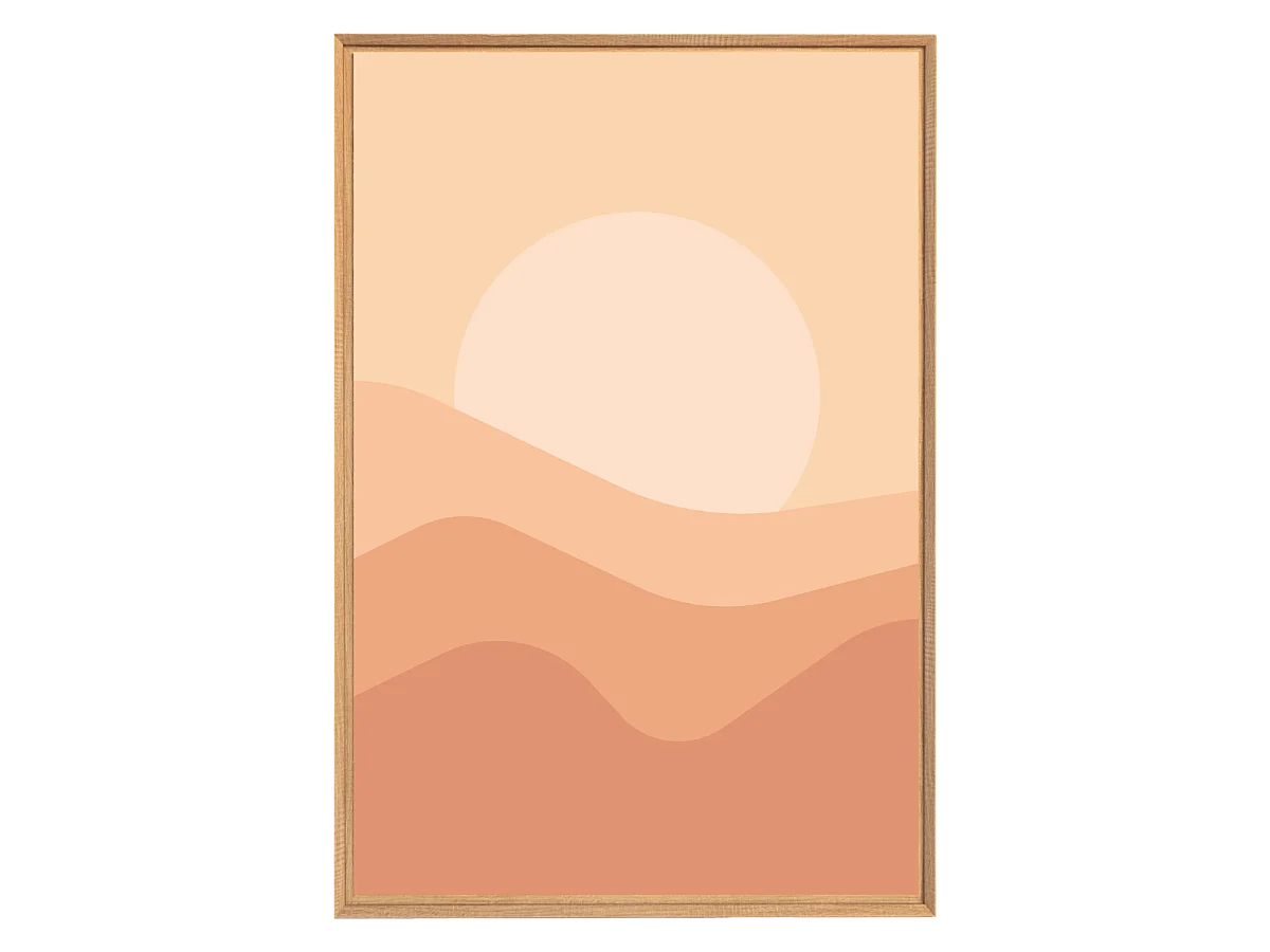 Tableau mural encadré illustration soleil couchant 65x97 cm