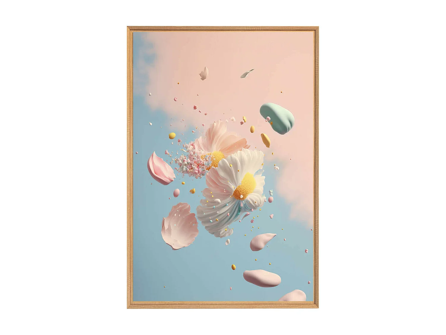 Tableau mural encadré nuage de fleur 65x97 cm