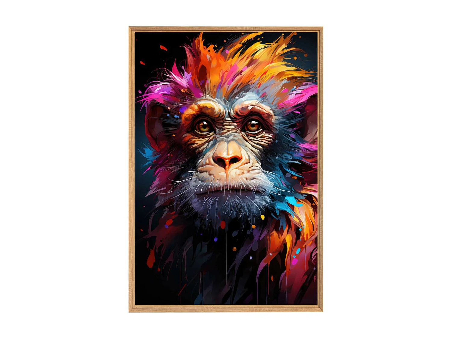 Tableau mural encadré singe vibrant 65x97 cm