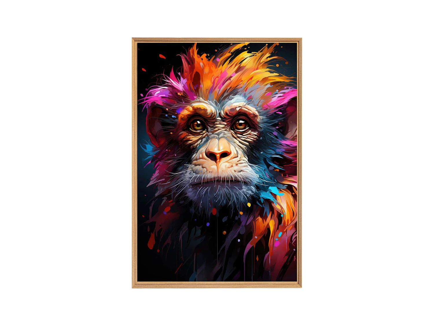 Tableau mural encadré singe vibrant 65x97 cm