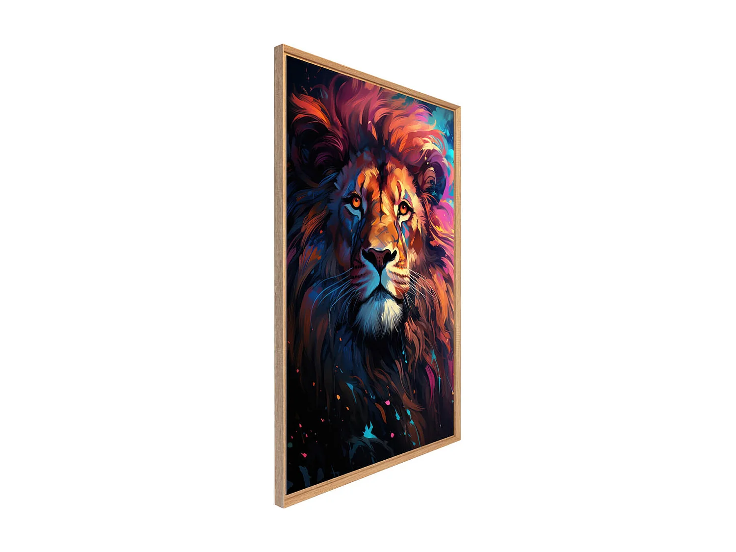 Tableau mural encadré lion vibrant 65x97 cm