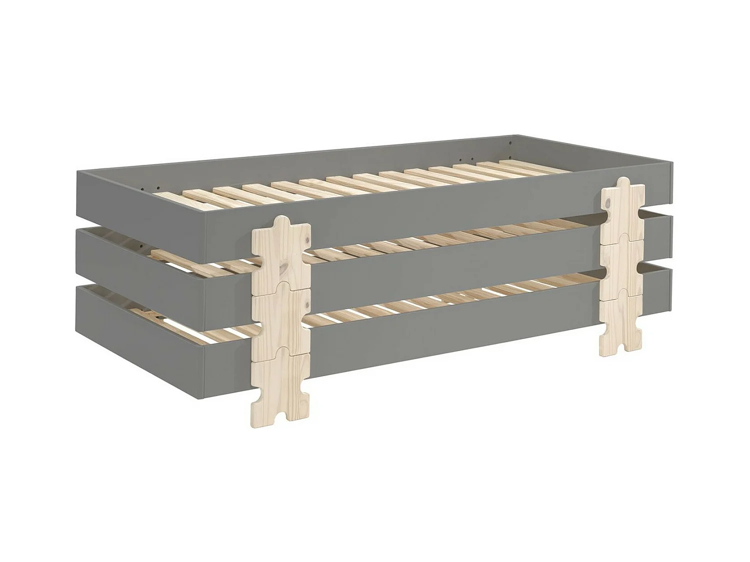 Lit Enfant en Bois "Modulo Puzzle III" 90x200cm Gris