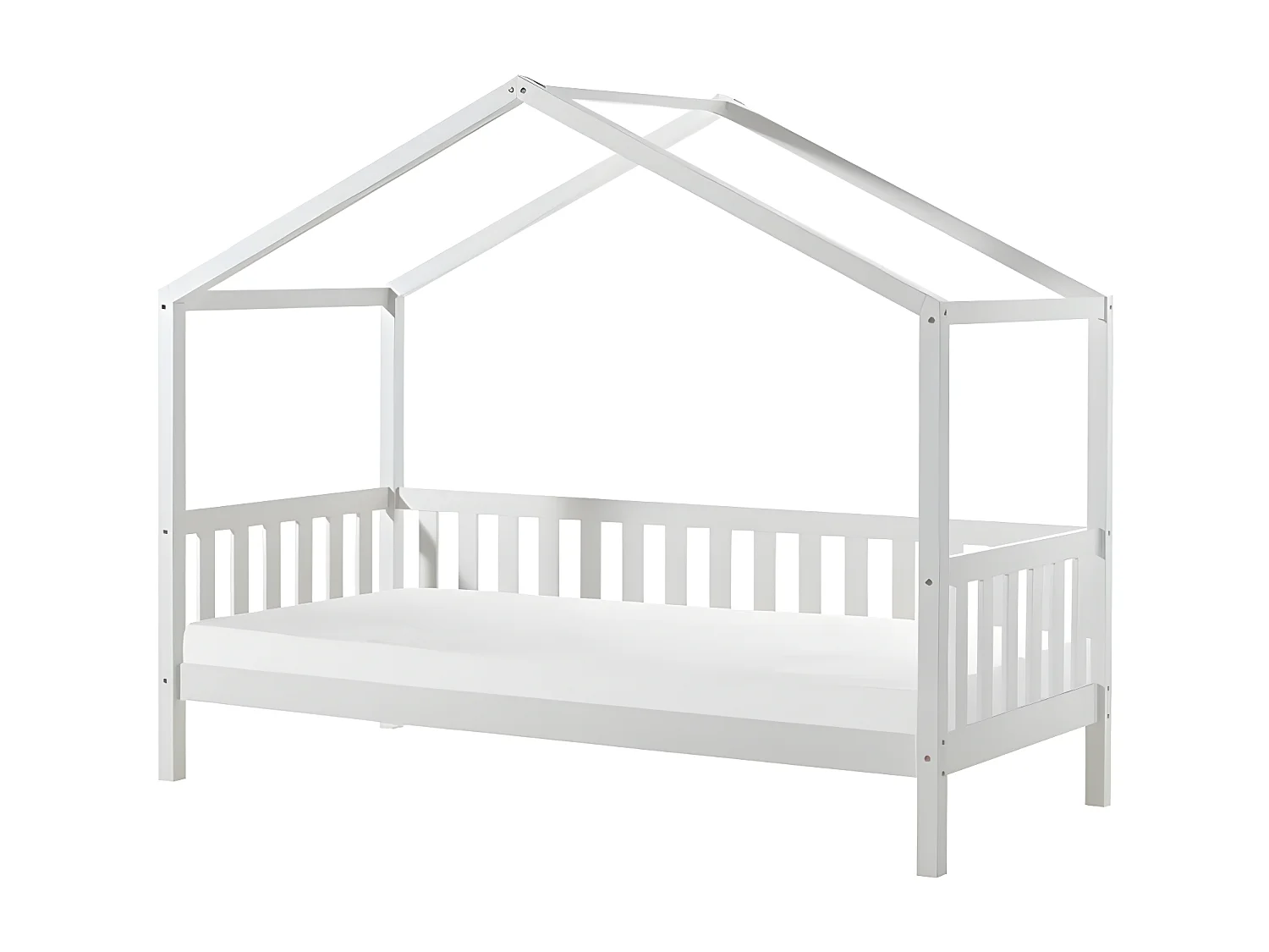 Pack - Lit Enfant Cabane & Matelas "Dallas II" 90x200cm Blanc