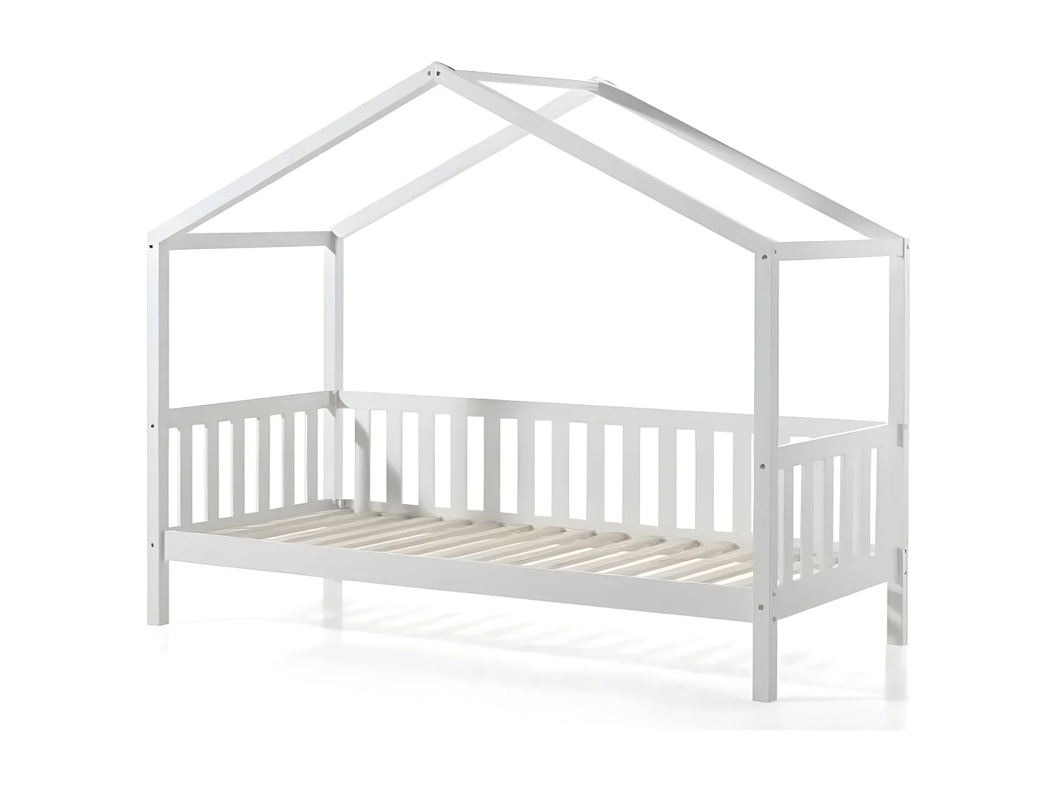 Pack - Lit Enfant Cabane & Matelas "Dallas II" 90x200cm Blanc