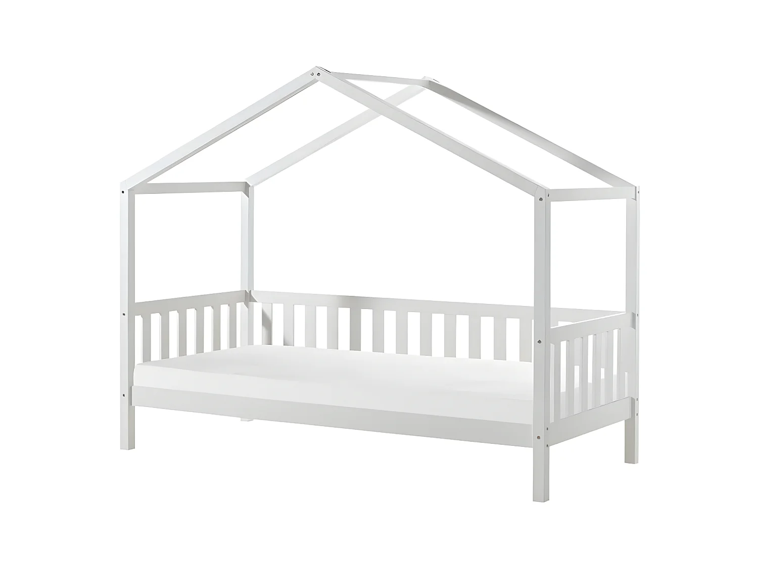 Pack - Lit Enfant Cabane & Matelas "Dallas II" 90x200cm Blanc