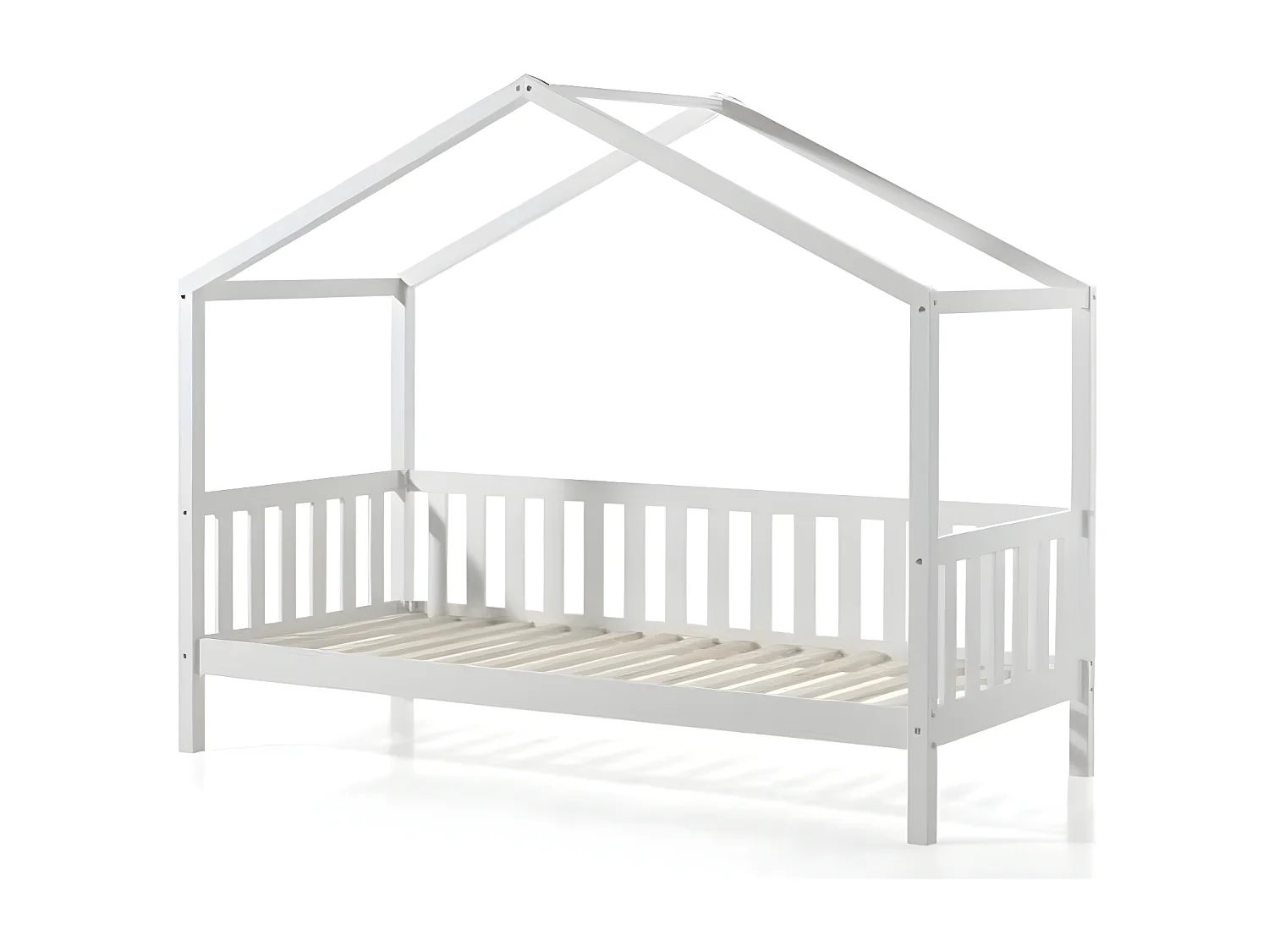 Pack - Lit Enfant Cabane & Matelas "Dallas II" 90x200cm Blanc