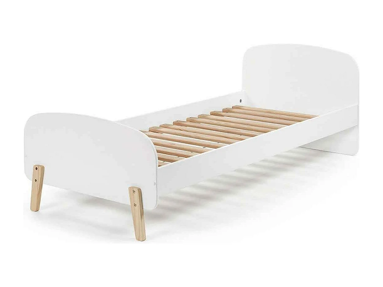 Pack - Lit Enfant, Barrière & Chevet "Kiddy" 90x200cm Blanc