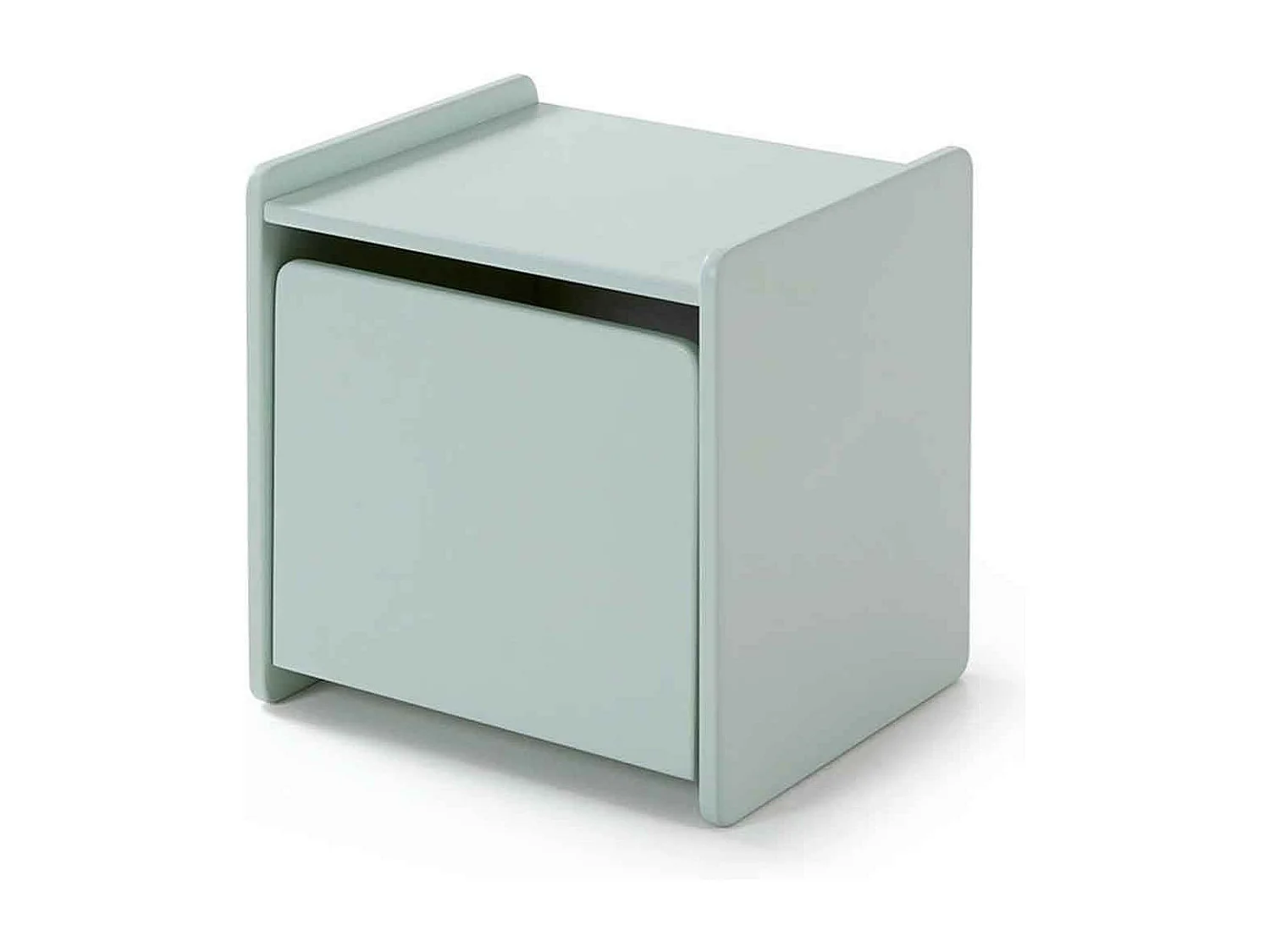 Pack - Lit Enfant, Barrière & Chevet "Kiddy" 90x200cm Vert Menthe