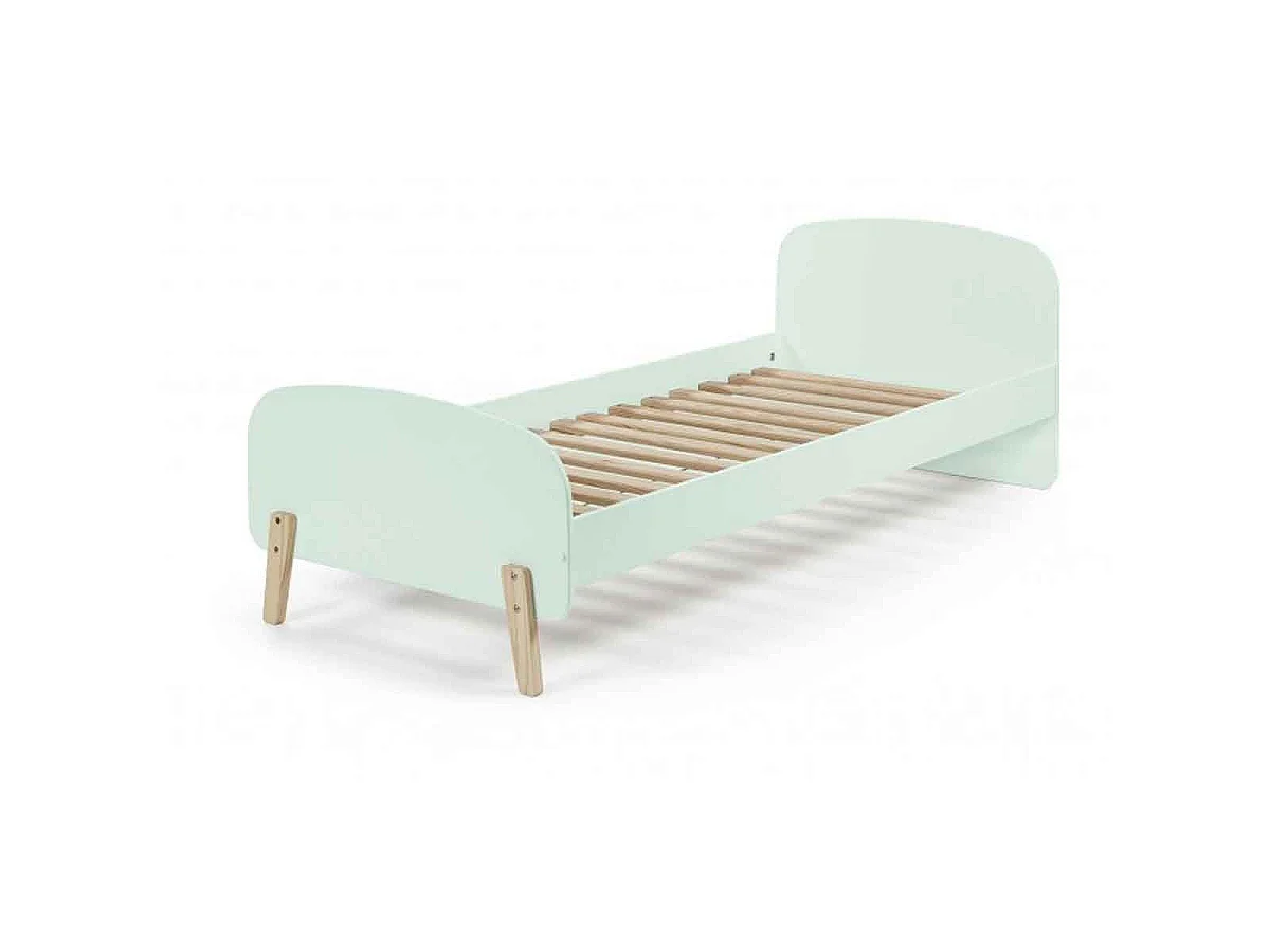 Pack - Lit Enfant, Barrière & Chevet "Kiddy" 90x200cm Vert Menthe
