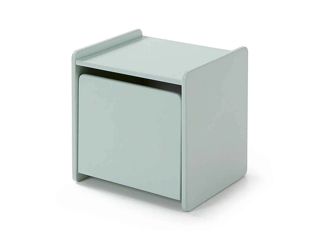 Pack - Lit Enfant, Barrière & Chevet "Kiddy" 90x200cm Vert Menthe
