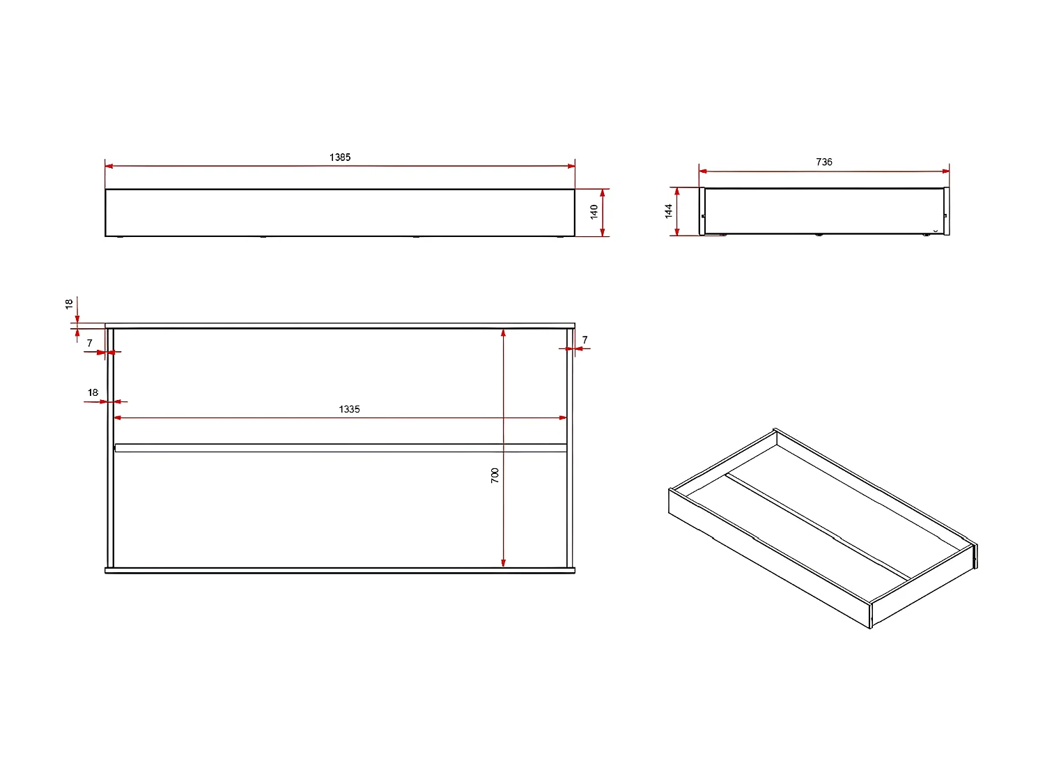 Pack - Lit Enfant & Tiroir de Lit "Kiddy" 70x140cm Blanc