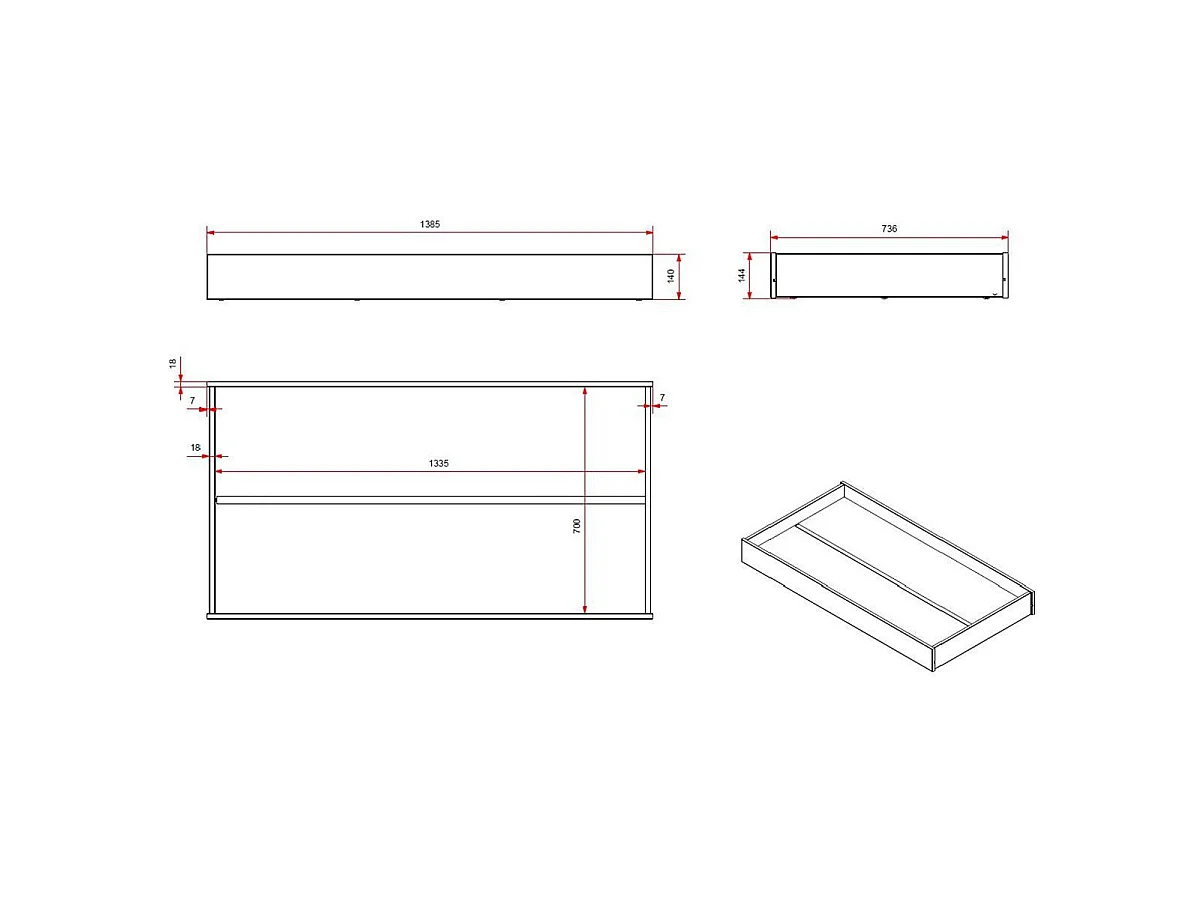 Pack - Lit Enfant & Tiroir de Lit "Kiddy" 70x140cm Blanc