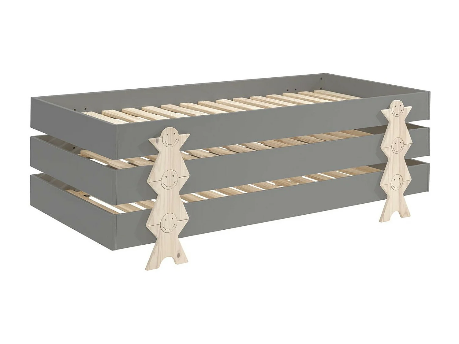Lit Enfant en Bois "Modulo Smiley III" 90x200cm Gris