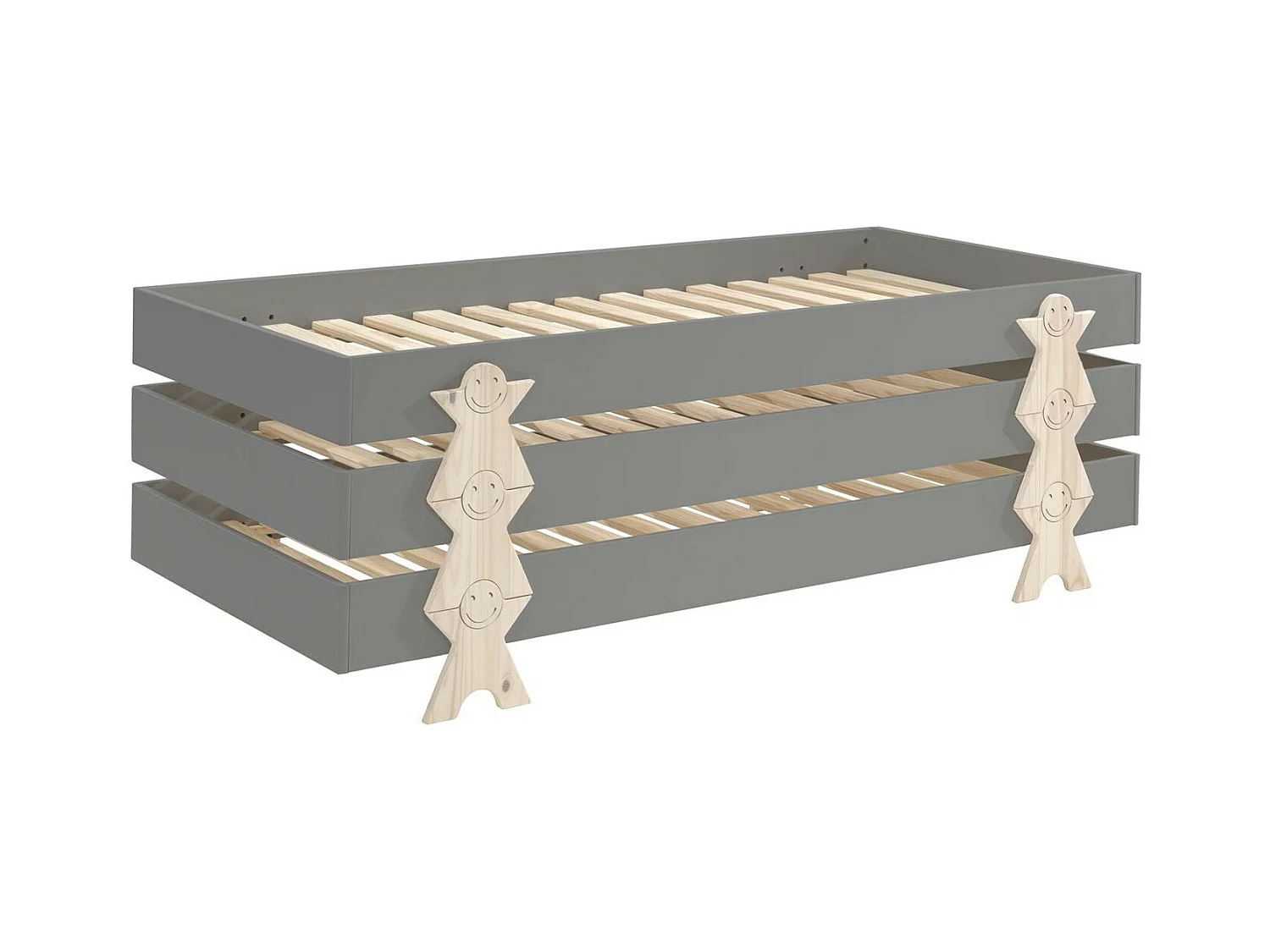 Lit Enfant en Bois "Modulo Smiley III" 90x200cm Gris